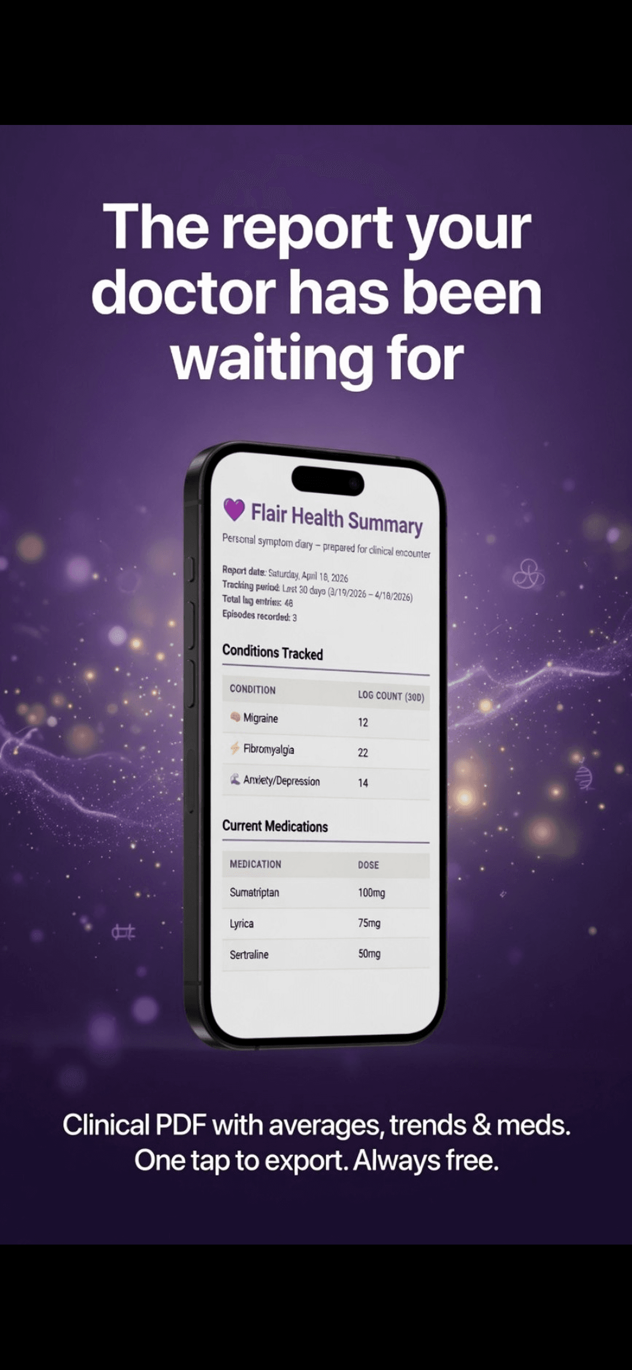 Flair clinical PDF health summary report